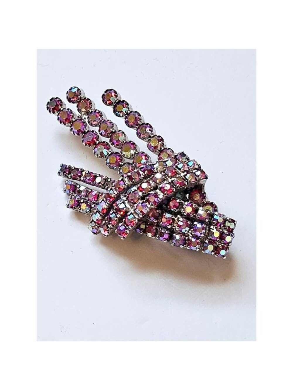 Vintage Pink AB Crystal Brooch and Clip On Earrings by Continental Jewellery - Picture 2 of 10
